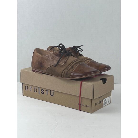 Bed Stu Shoes - Bed Stu Women's Rumba Distress Scrunched Boho Cap Toe Oxfords Flats Shoes